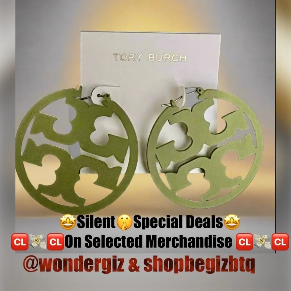 🔥🔥Tory Burch Authentic Painted Green Earrings At Awesome Prices To Buy Now